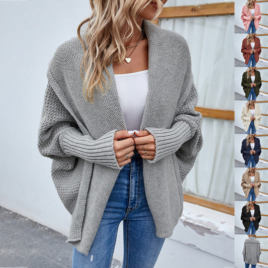 Loose Knit Bat Sleeve Cardigan